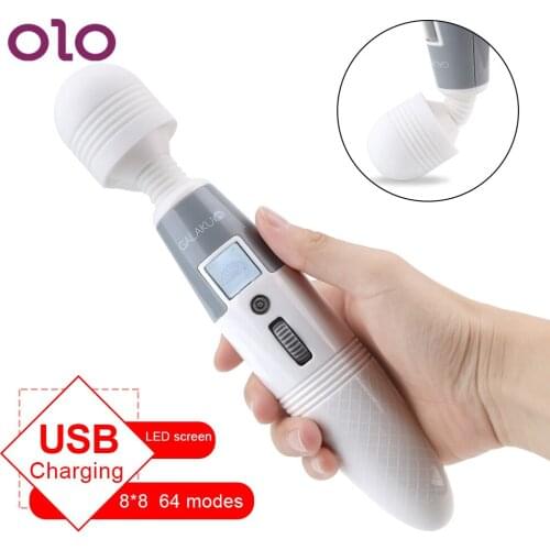 OLO Powerful Magic Wand Vibrator Huge Head AV Vibrator Clitoris Stimulator 64 Modes Vagina Massager Sex Toys for Women