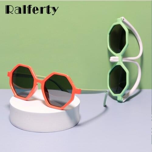 Ralferty Unbreakable Hexagon Kids Sunglasses Girls Boys Shades Flexible Soft Frame Sun Glasses Polarized Sunglass Anti UVA UVB