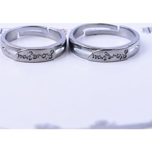 Retro Adjustable Couple Ring Wedding Rings For Men And Woman Letters Design Opening Silver Plated Ring Party Jewelry Gifts