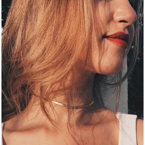 Sexy Bohemian Flat Choker Necklace Charm Snake Blade Chain Necklace Gold Silver Color Women Beach Party Jewelry Accessories