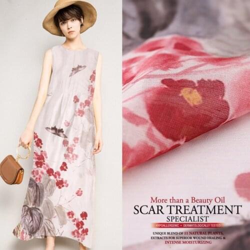 Splendor Safflower/Advanced Digital Printing Silk si ma Fabric Silk Linen Fabric Silk Fabric/1.18M