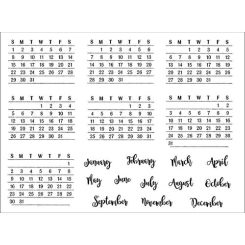 Week And Month Style Calendar DIY Silicone Clear Stamp Cling Seal Scrapbook Embossing Album Decor APR-30