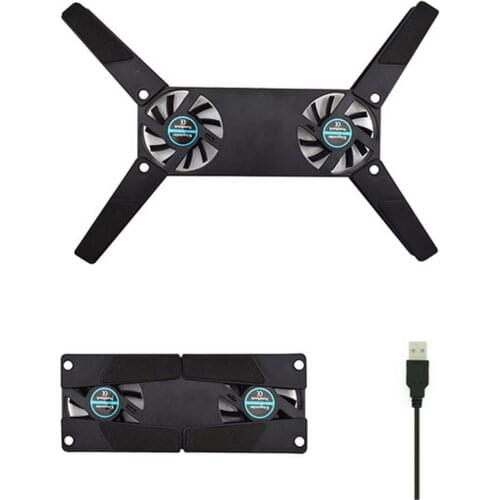 Foldable Laptop Cooler Pad Stand Base USB Dual Cooling Fan Portable Convenient Notebook Cooler Notebook Computer Accessories