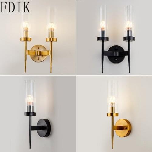 Modern LED Glass Wall Lamp Sconce for Bedroom Bathroom Corridor Nordic Decor Morrior Light Fixtuer Nordic Simple Metal Luminaire