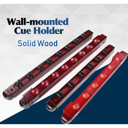 Solid wood Wall-mounted Cue Holder Rack Pool/Snooker Cue Rack 6/8 Holes Solid Wood Cue Billiard Rack Bar Billiards Accessories