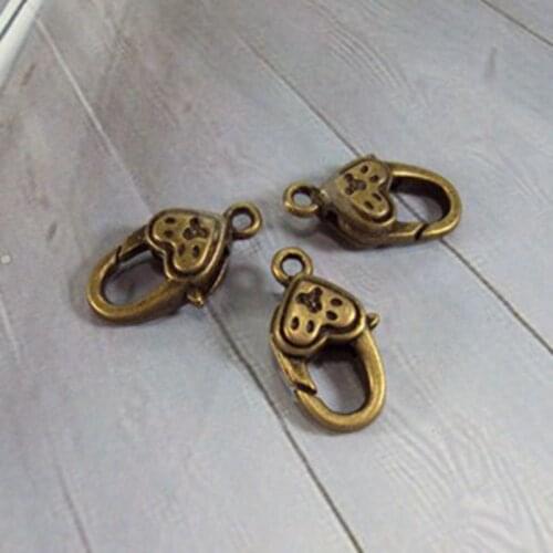 DIY 20*12MM Brown Heart shape Lobster Clasps Clips Hooks Jewelry Making Accessories 20pcs 011019034