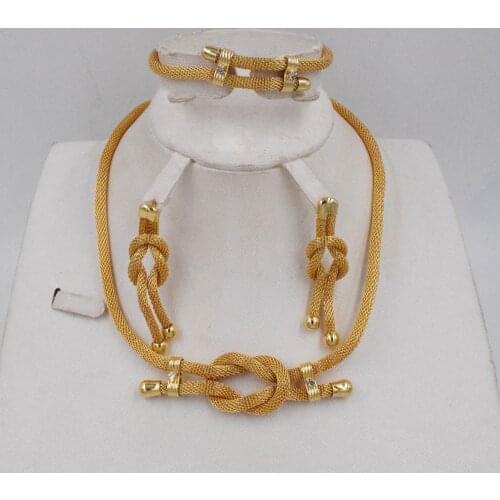 High Quality Dubai Italy 750 Gold color Jewelry BIG Set For Women african beads jeweLry fashion necklace set earring jewelry