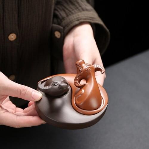 1 PCS Yixing Purple Clay Tea pet Handmade tea Figurine Creativity Ornament Boutique oolong tea table Accessories decoration