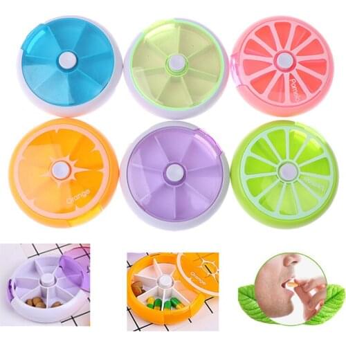 1 Pcs Pill Box Round Outdoor Travel Pill Cases Portable Rotating Medicine Box Tab