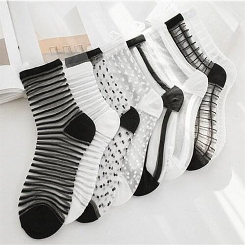 10 Pairs/lot Summer Spring Comfortable Lace Transparent Crystal Multi Shapes Comfy Sheer Silk Ankle Women Socks Different Style