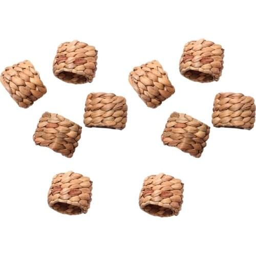 10Pcs Woven Napkin Rings,Natural Rustic Napkin Ring Holder Handmade Braided Serviette Buckle Holder for Farmhouse Dinner