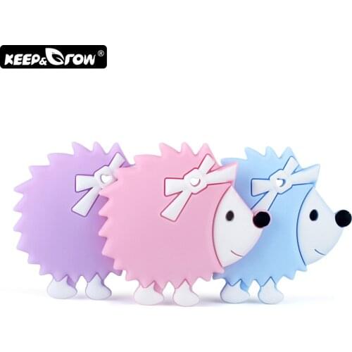 Keep&Grow 10pc Silicone Hedgehog Baby Teethers BPA Free Teething Toy Animal Baby Ring Teether Silicone Beads DIY Necklace Making