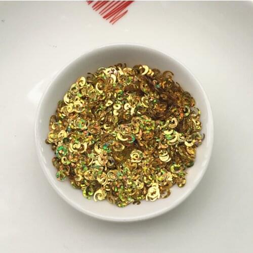 10g Laser Gold 5mm Hook Shape Loose Sequins Paillettes DIY Nail Glitter Wedding craft Decoration DIY Accessories
