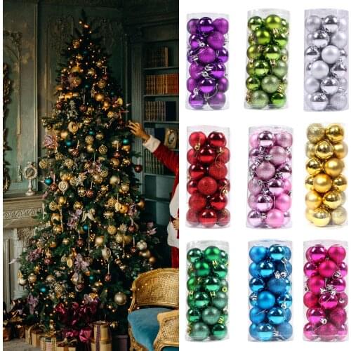 24pcs Pink White Balls Christmas room Ornaments For Christmas Tree Decoration Xmas Holiday Wedding Home Party Decoration