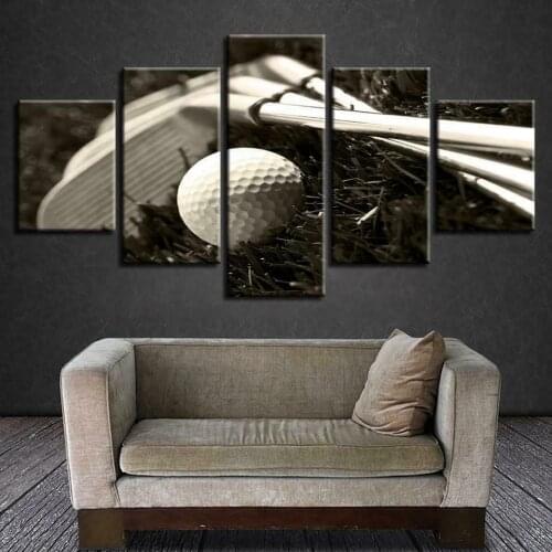 5 Pcs Black and White Golf Luxury Sport Canvas Pictures Print Wall Art Canvas Paintings Wall Decorations for Living Room Unframe