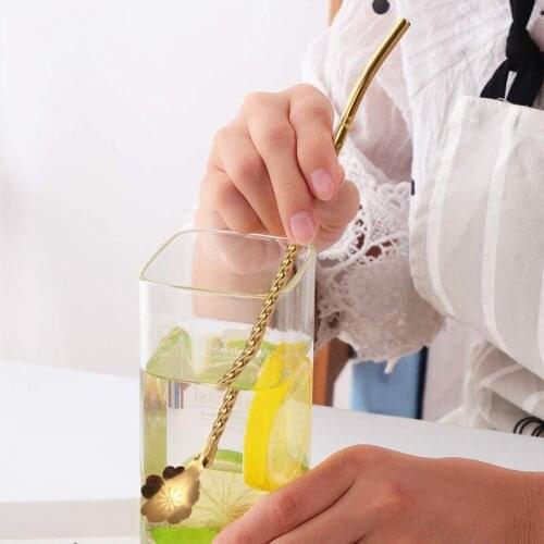 5 Pcs Stainless Steel Straws Spoon Reusable Tea Strainer for Coffee Tea Milkshake Cocktail with 5 Cleaning Brush