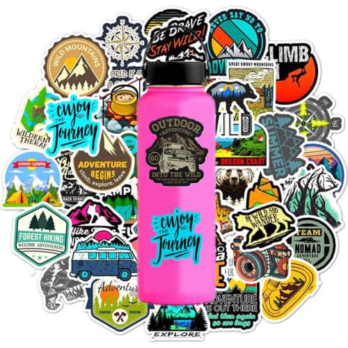 50 PCS Camping Travel Stickers Wilderness Adventure Outdoor Landscape Waterproof Decal Sticker to DIY Laptop Suitcase Motor Car