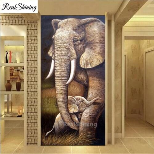 Full square round drill large painting diy 5d diamond painting elephant baby animals diamond embroidery for kids room F255