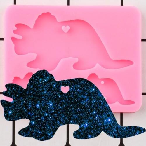 Shiny Dinosaur Silicone Mold Craft Custom Keychain DIY Handmade Charms Mould Pendant Moulds Jewelry Making Epoxy Resin Molds