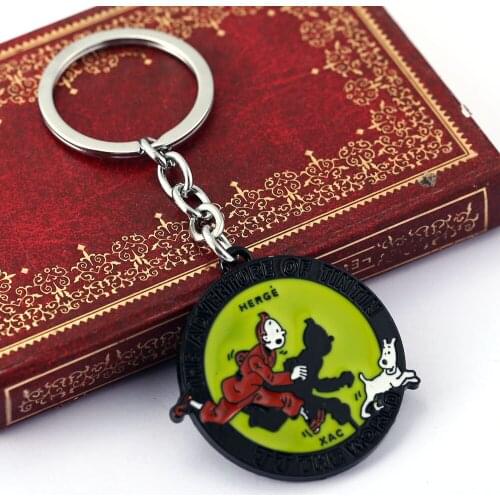 H&F Anime Cartoon The Adventures of Tintin Metal Keychains Pendant Key Chain Key Ring car keychain Chaveiro Llavevos