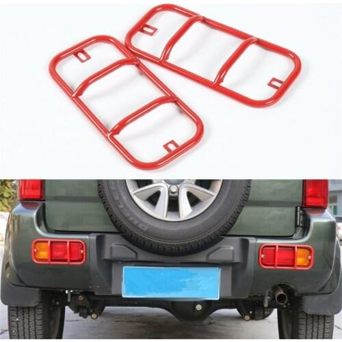 For Jimny 2007-2015 2Pcs Iron Exterior Car Rear Tail Fog light Lamp Frame Decoration Cover Trim Styling