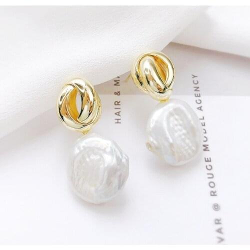 DAIMI Elegant Baroque Special-shaped Freshwater Pearl Earrings 14k Gold Plated Earrings For Women