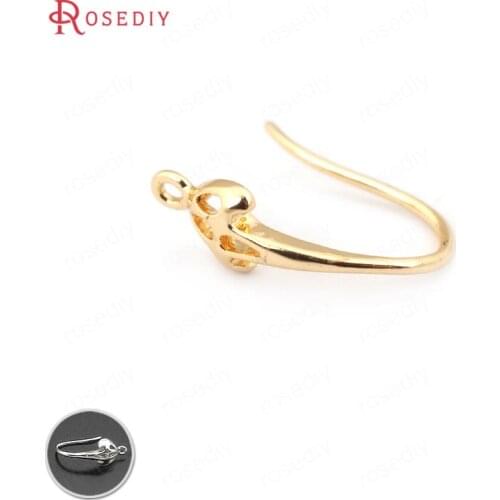 F523)10 pieces 17*5mm 24K Champagne Gold Color Plated Brass Earring Hooks Diy Jewelry Findings Earrings Accessories Wholesale