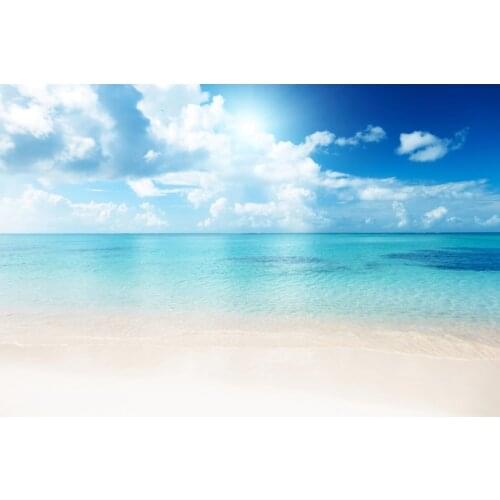 Summer Seaside Beach Blue Sky Landscape Photography Backgrounds Customized Vacation Photographic Backdrops For Home Photo Studio