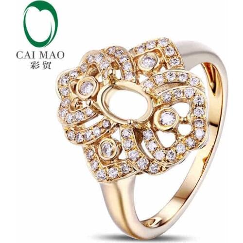 CaiMao Oval cut Semi Mount Ring Settings & 0.26ct Diamond 18k Yellow Gold Gemstone Engagement Ring Fine Jewelry