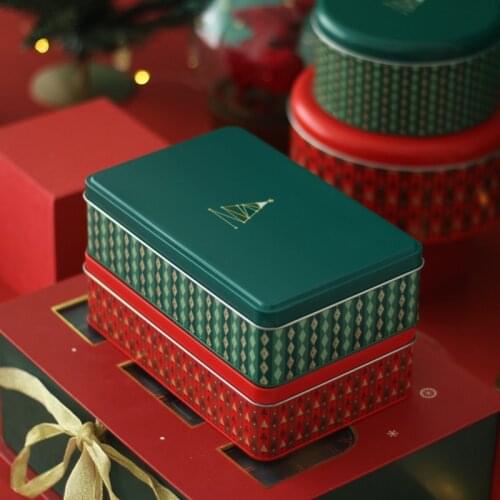 Simple Geometric Christmas Rectangle Personality Wedding Candy Tinplate Box For Packaging Gifts Cookie Cakes Dessert Storage Box