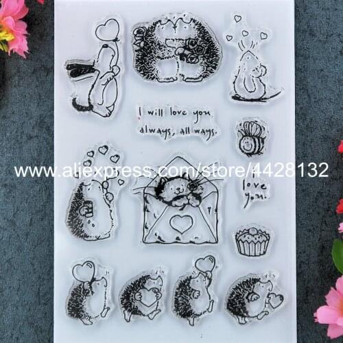 Cats Heart Hedgehog Mouse Love always Scrapbook DIY photo cards rubber stamp clear stamp transparent stamp 11x16cm 9012078