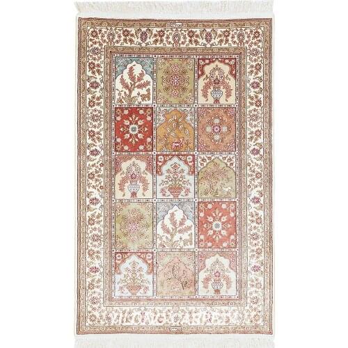 Yilong 2.5'x4' Four Seasons Hand-knotted Area Carpet Pure Silk Handmade Rug (HF176B)