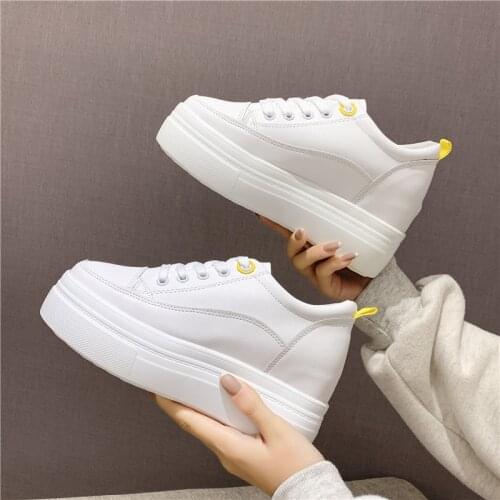 White sneakers women leather Casual sports shoes female Comfort vulcanize shoes platform sneakers 2021 Tenis Feminino