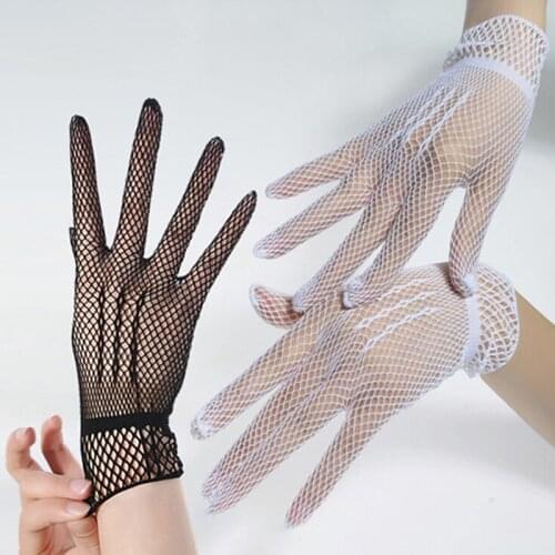 Fashion Fishnet Gloves Women Summer UV-Proof Driving Glove Mesh Fishnet Gloves Black White Nylon Solid Color High Quality Glove