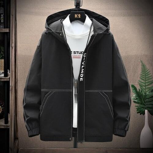 2021 Autumn New Mens Hooded Jacket Youth Fashion Large Size Loose Tooling Style Top Student Casual Coat