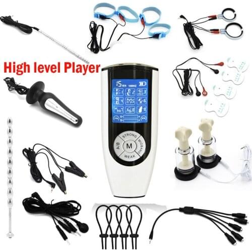 Electro Shock Sex Kit E-stim Penis Ring Anal Plug Catheter Sounds Massage Urethral Dilator Electric Nipple Clamps Bdsm Sex Toys