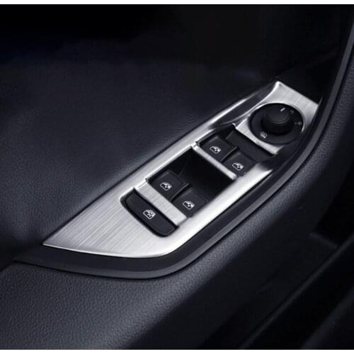 Auto Window Glass Lift Switch Panel Armrest Decoration Trim Stickers For Skoda Superb 2016 2017 2018 2019 2020 Car Accessories