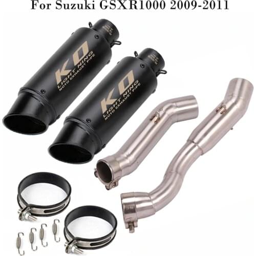For Suzuki GSXR1000 2009 2010 2011 Motorcycle Exhaust Tips Black Muffler Tail Tube Mid Link Pipe Left Right System