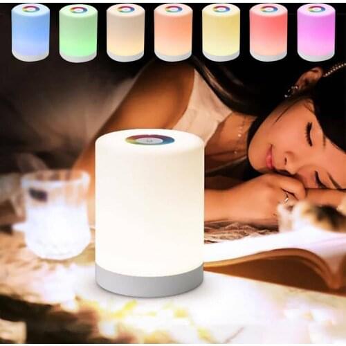 Neon LED Lamp Touch Control Bedroom Night Light Dimmer Bedside Lamp For Home Dimmable RGB Color Change USB Rechargeable
