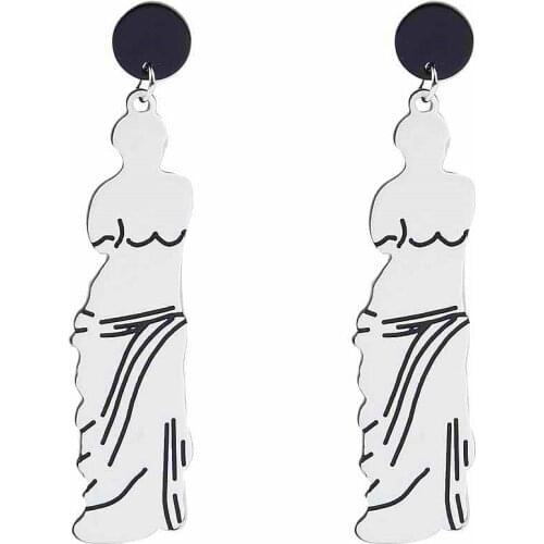 New Creative Black/White No Arm Venus Acrylic Drop Earrings for Women Geometric Long Dangle Earring Fashion Female Party Jewelry