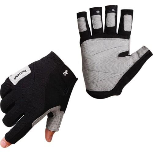 Boodun Brand new Professional Rock Climbing Glove Wear Resistant Pu Half Finger Wall Repelling Gloves Anti Slip for Mountaineer