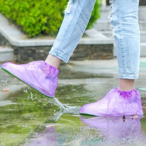 Plastic Disposable Waterproof Boot Rain Shoe Covers Blue Mud-proof Overshoes Rainy season non-slip wearable shoe cover