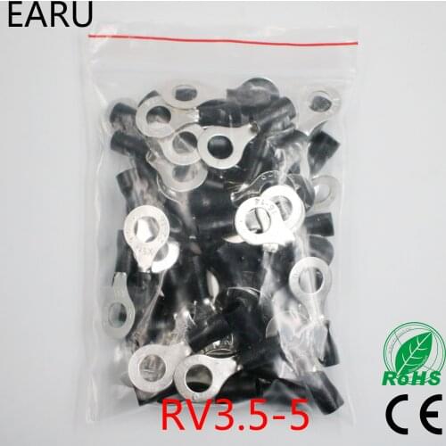 RV3.5-5 Black Ring insulated terminal suit 2.5-4mm2 cable Crimp Terminal 100PCS/Pack Cable Wire Connector RV3-5 RV