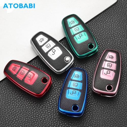 TPU Car Key Cases 3 Buttons Flip Remote Control Protector Cover Skin For Ford Tourne Transit Custom Fiesta Focus Mondeo Titanium