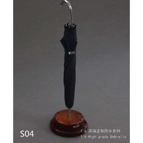 In Stock 1/6 Umbrella Length About 17.8cm Handmade Waterproof Fabric Stainless Steel Material 12'' Action Figure Accessories