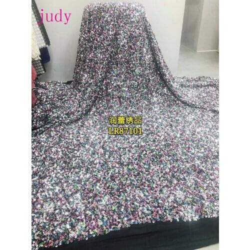 Stock 5yards/bag ZX032# Multicolor sequin chiffon mesh fabric stereoscopic effect used in the wedding dress fashion stage