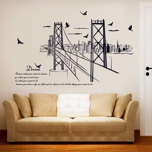 Cityscape San Francisco bridge wall stickers Vinyl DIY Wall decals For Living room Sofa background wall office Study Decor Art