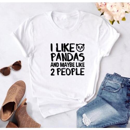 Women Black Tee Shirt Femme I Like Pandas and Maybe Funny T Shirts Women T-shirt Loose Camiseta Mujer Short Sleeve Tshirt