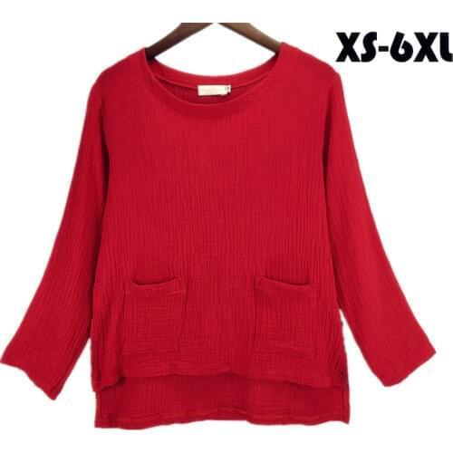 Plus size XS-5XL 6XL Women Shirts Autumn Linen Women Tops Long Sleeve Shirt Women Spring Blouses Blusas Long Tunic Tops Female