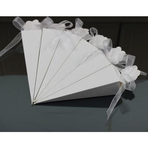 10pcs Ice Cream Tip Cone Shape Gift Box Paper Candy Dragee Baby Shower Wedding Favor Gift Bags Chocolate Packaging Wrapping
